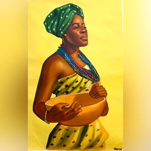 African Canvas Hand Painted Art - The Vibrant African Woman
